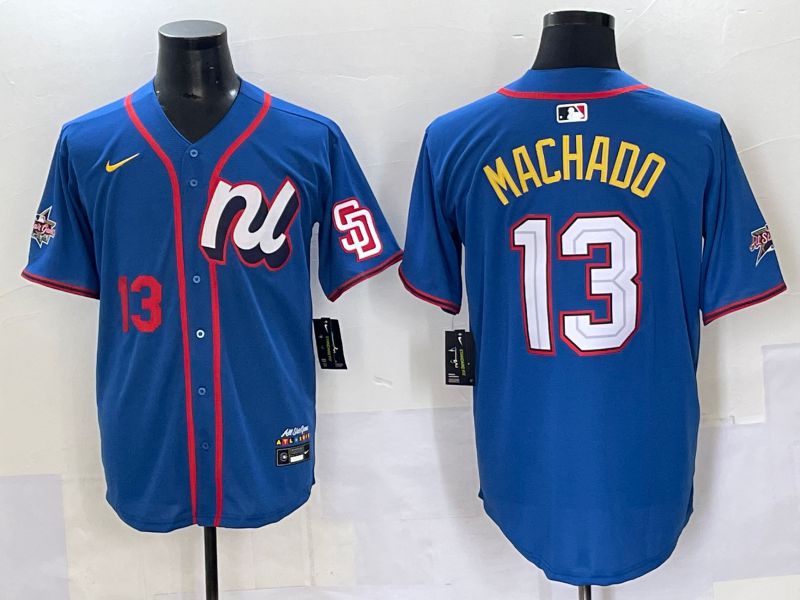Men San Diego Padres #13 Machado Blue All star Nike MLB Jersey style 4->san diego padres->MLB Jersey